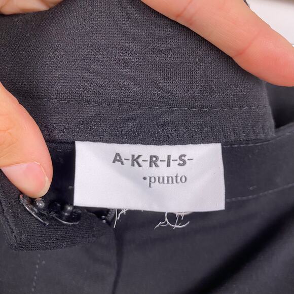 Akris Punto Sewn Front and Back Seam Viscose Trousers Black 8 - Picture 5 of 8